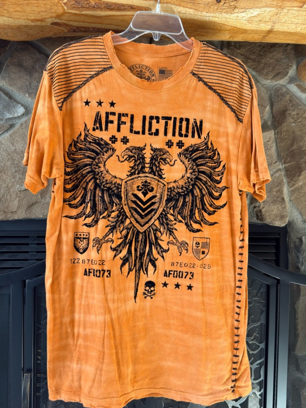 Affliction Orange Short-Sleeve Crest Graphic Tee - Picture 4 of 11